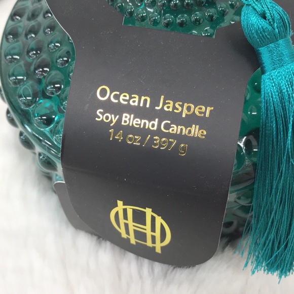House of Harlow 1960 Ocean Jasper Soy Blend 3 Wick Candle 14oz with tassels - Picture 3 of 5